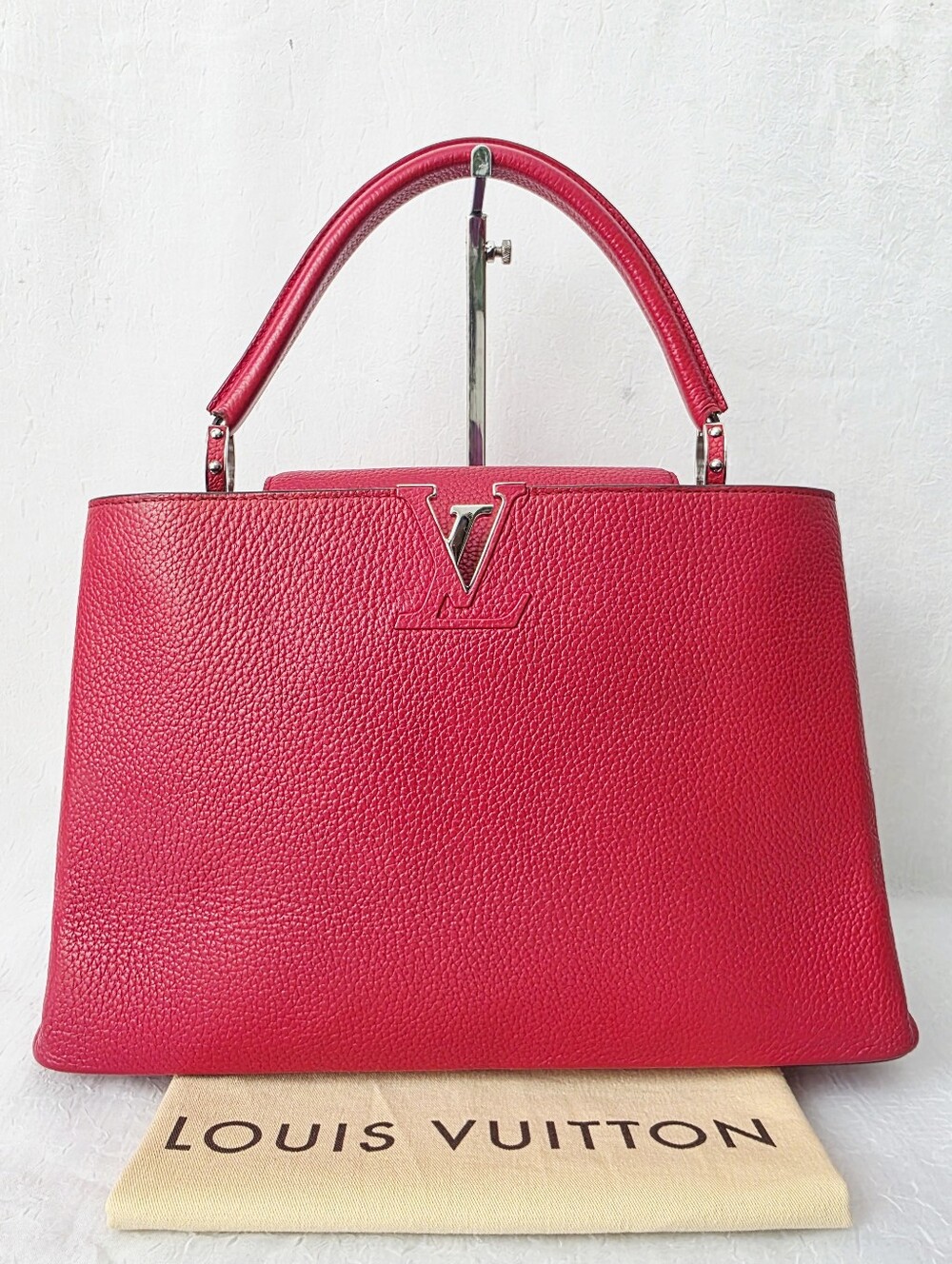 Auth Louis Vuitton Taurillion Capucines MM Tote Bag